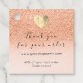 Korting Code Logo Gold Heart Bedankt Glitter Bedankjes Labels (Voorkant)