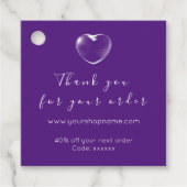 Korting Code Logo Gold Heart Hartelijk dank Paars Bedankjes Labels (Voorkant)