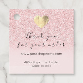 Korting Code Logo Gold Heart Hartelijk dank Roze Bedankjes Labels