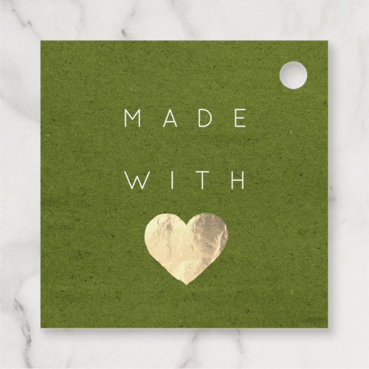 Korting Code Logo Gold Heart Kraft - Groen Bedankjes Labels (Achterkant)