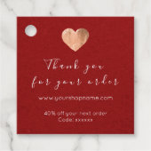 Korting Code Logo Roos Harde rood Dank u Bedankjes Labels (Voorkant)
