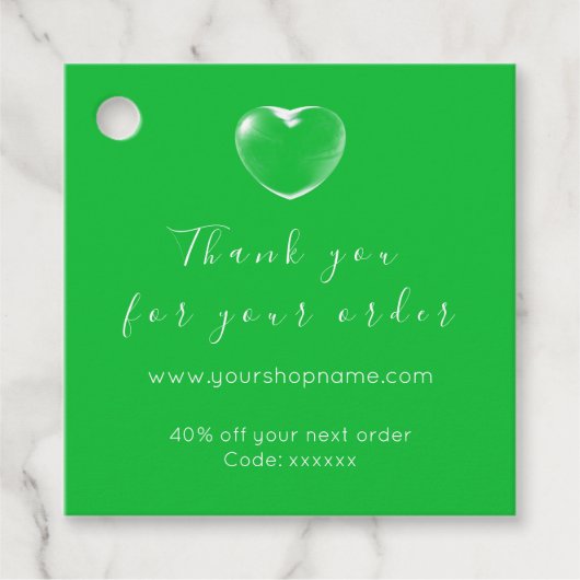 Korting Code Logo Winkelhart Hartelijk dank Groen Bedankjes Labels (Voorkant)
