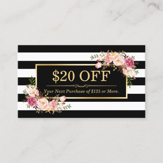 Korting Coupon Classy Gold Floral Beauty Salon (Voorkant)