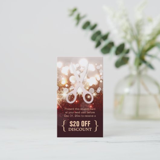 Korting Coupon Hair Stylist Gold Glitter Sparkle (Staand voorkant)