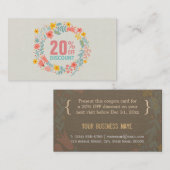 Korting Coupon Kaart - Elegante Linnen Bloemenkran (Voorkant / Achterkant)