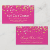 Korting Coupon Kaart Glam Gold Pink Confetti Stipp (Voorkant / Achterkant)