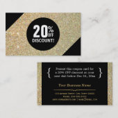 Korting Coupon Kaart Gold Glitter Black Mode (Voorkant / Achterkant)