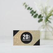 Korting Coupon Kaart Gold Glitter Black Mode (Staand voorkant)