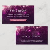 Korting Coupon Loyalty Kaart Pink Glitter Sparkles (Voorkant / Achterkant)