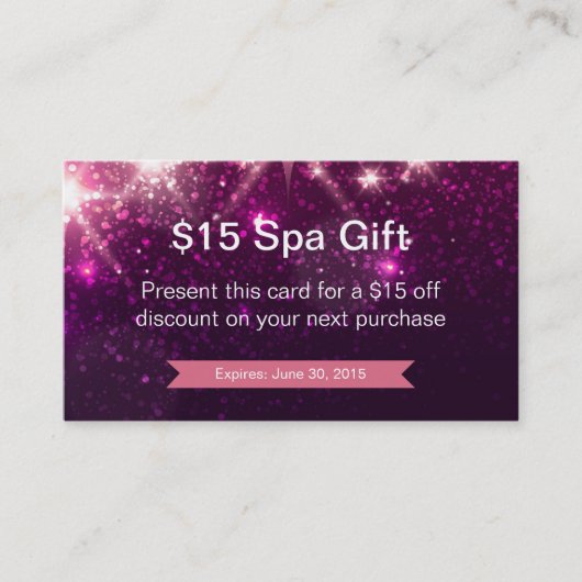 Korting Coupon Loyalty Kaart Pink Glitter Sparkles (Voorkant)