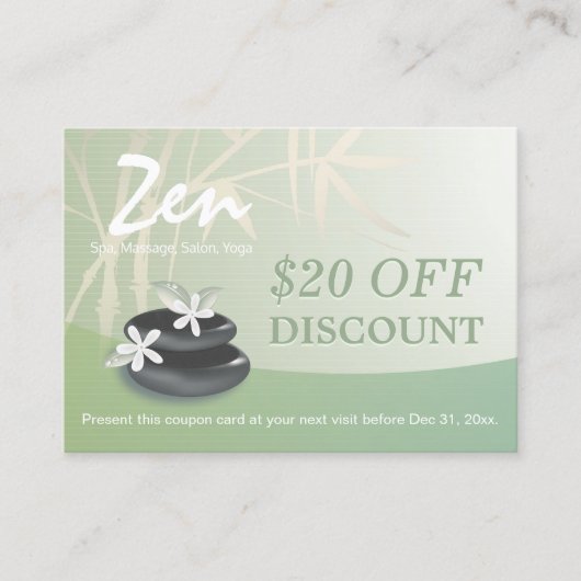 Korting Coupon Loyalty ZEN Stones Massage Therapy (Voorkant)