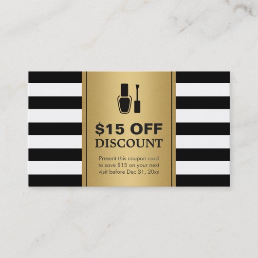 Korting Coupon Nail Salon Goud Zwart Silhouet (Voorkant)