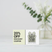 Korting Coupon QR Code groen Marketing Visitekaartje (Staand voorkant)