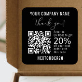 Korting Coupon QR Code Zakelijk Zwart Bedankt Vierkante Sticker