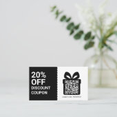 Korting Coupon QR Code Zwart Marketing Visitekaartje (Staand voorkant)