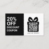 Korting Coupon QR Code Zwart Marketing Visitekaartje (Voorkant)