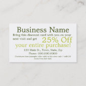 Korting Coupon Retail Sjabloon Visitekaartjes (Achterkant)