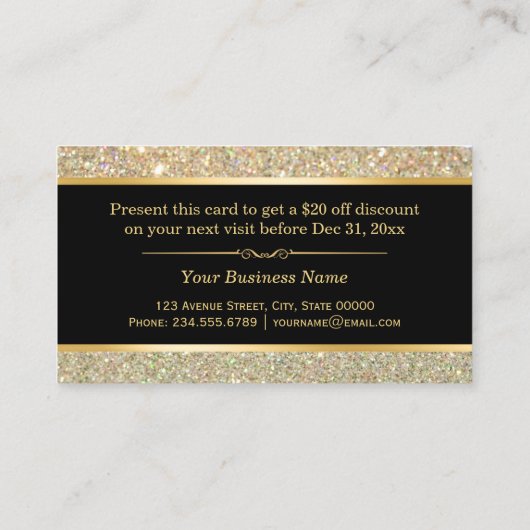 Korting Coupon Schoonheidssalon Trendy Gold Glitte (Achterkant)