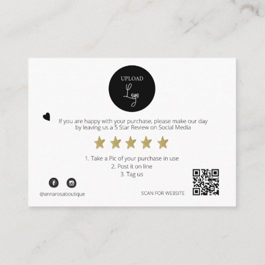 *~* Korting DANK U LOGO AP8 Review QR Informatiekaartje (Achterkant)