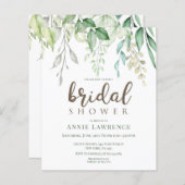 Korting Groene Floral Bridal Shower Invitations (Voorkant / Achterkant)