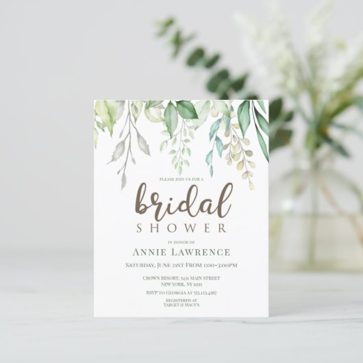 Korting Groene Floral Bridal Shower Invitations (Staand voorkant)