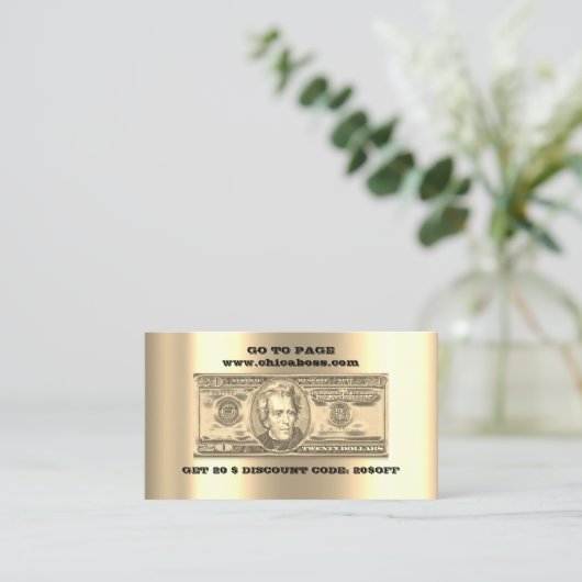 Korting invoegen Kaart 20$ Online QR-codes Gold Visitekaartje (Staand voorkant)