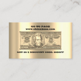 Korting invoegen Kaart 20$ Online QR-codes Gold Visitekaartje