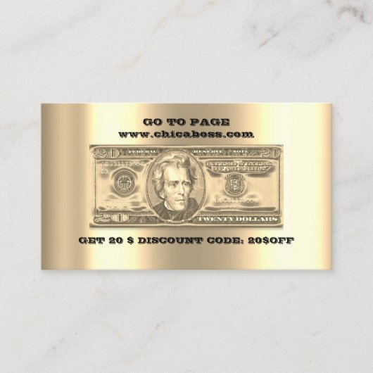 Korting invoegen Kaart 20$ Online QR-codes Gold Visitekaartje (Voorkant)