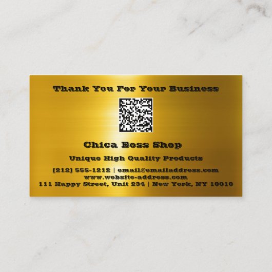 Korting invoegen Visitekaartje 10$ Gold QR Logo (Achterkant)