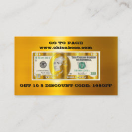 Korting invoegen Visitekaartje 10$ Gold QR Logo