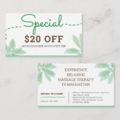 Korting Kaart: Massage Therapist Service Visitekaartje (Voorkant / Achterkant)