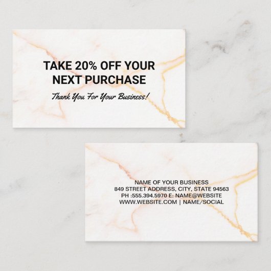 Korting | Marmer Visitekaartje (Voorkant / Achterkant)