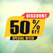 Korting op 50 procent van speciale aanbieding raamsticker (Vel 3)