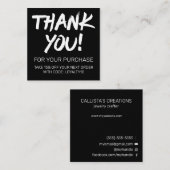 Korting op Artsy White Black van klanten Hartelijk Vierkante Visitekaartje (Voorkant / Achterkant)