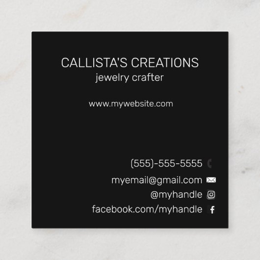 Korting op Artsy White Black van klanten Hartelijk Vierkante Visitekaartje (Achterkant)