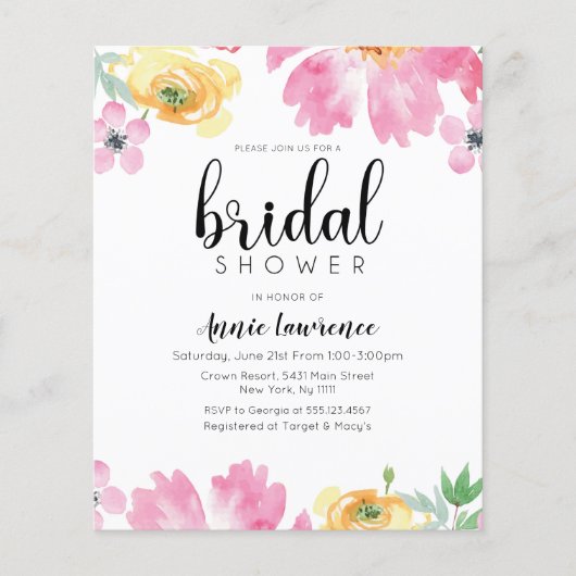 Korting op de Floral Bridal Shower-uitnodigingen (Voorkant)