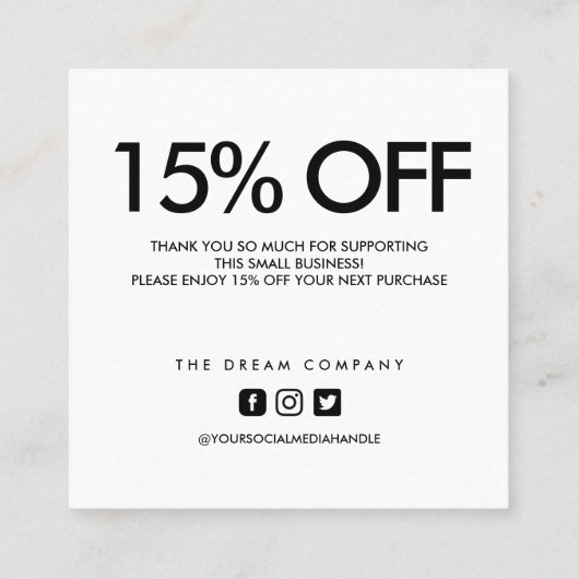 Korting op de roze hartritme Bedankt Vierkante Visitekaartje (Achterkant)