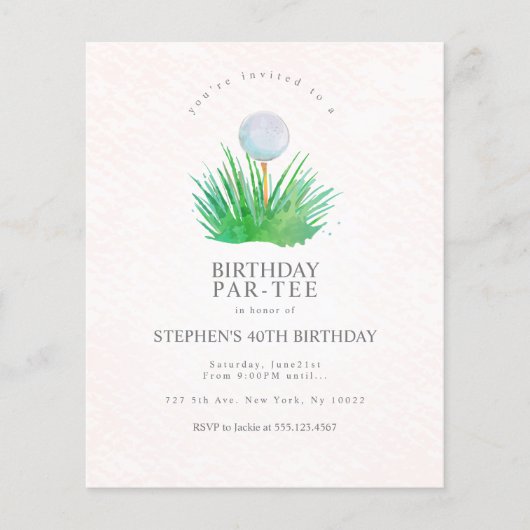 Korting op Golf Birthday Party (Voorkant)