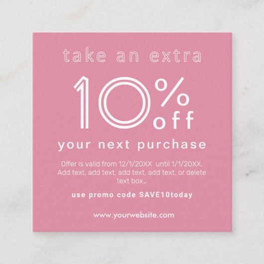 Korting op het volgende visitekaartje informatiekaartje (Voorkant)