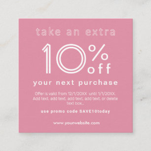 Korting op het volgende visitekaartje informatiekaartje