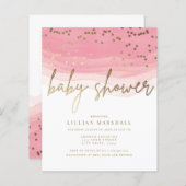 Korting roze Waterverf, Baby shower (Voorkant / Achterkant)