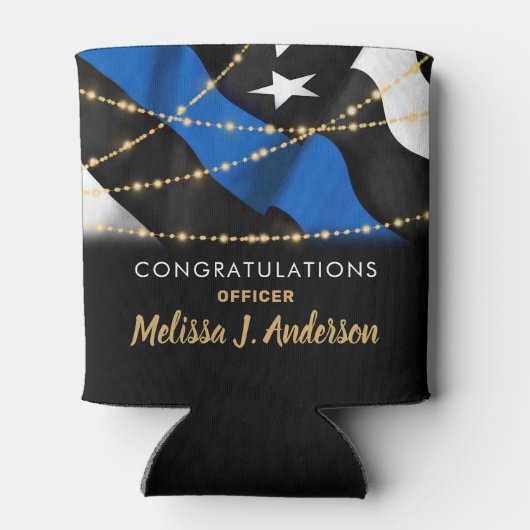 Korting van politieagent Thin Blue line Blikjeskoeler (Achterkant)