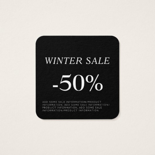 Korting verkoop kleding Label ophangen Vierkante Visitekaartjes (Achterkant)