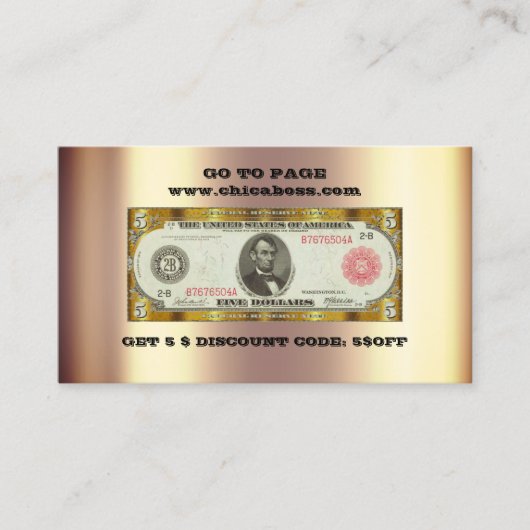 Korting Voeg Visitekaartje 5$ Gold QR-code in (Voorkant)