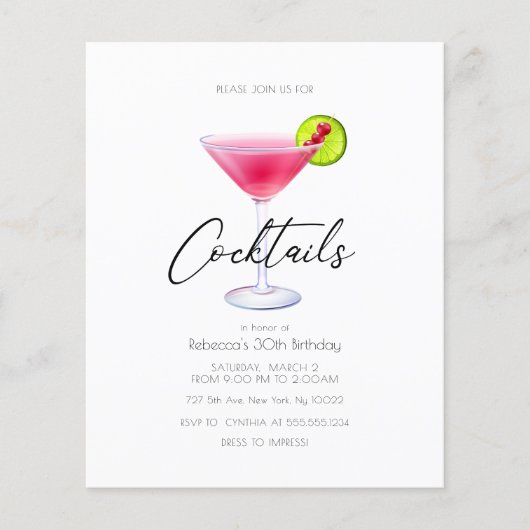 Kortingen op uitnodigingen van Cosmo Cocktail Part (Voorkant)