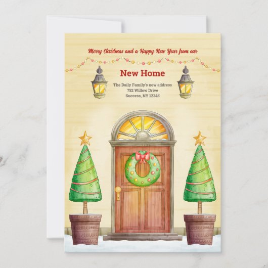 Kortingsaankondiging voor verhuizing tijdens de fe feestdagenkaart (Voorkant)