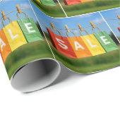 Kortingsboodschappentassen aan een waslijn cadeaupapier (Rol Hoek)