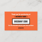 Kortingscode Kaart, dank u voor uw Visitekaartje (Voorkant)
