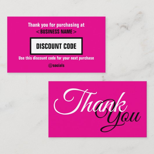 Kortingscode Kaart, dank u voor uw Visitekaartje (Voorkant / Achterkant)
