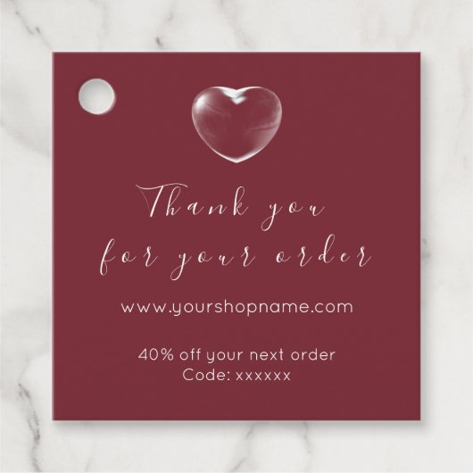 Kortingscode Logo Gold Heart Bedankt Bourgondië Bedankjes Labels (Voorkant)